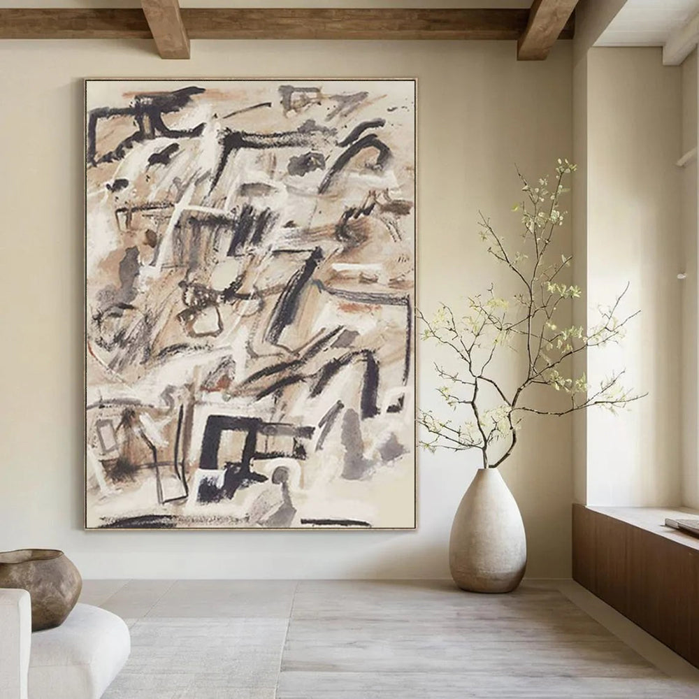 “Brown - Gray Abstract Chaos” - Abstract Expressionist Painting On Canvas DTP143
