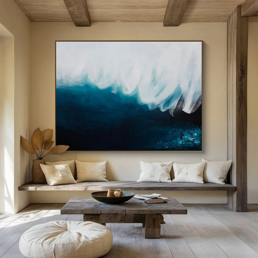 “Ocean’s Embrace” - Blues, whites; sweeping, fluid forms mimicking waves CT1498