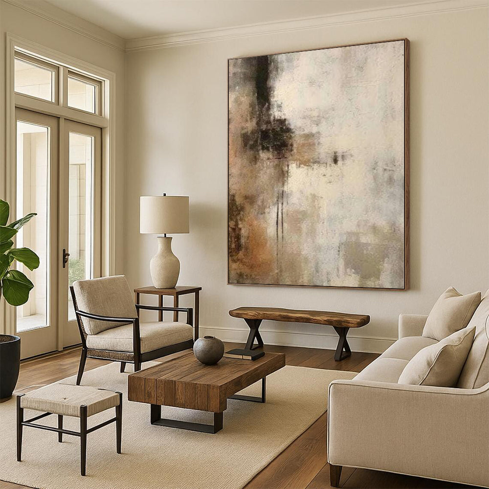 “Brown - Gray Textured Abstraction” Abstract Acrylic Art CT0249