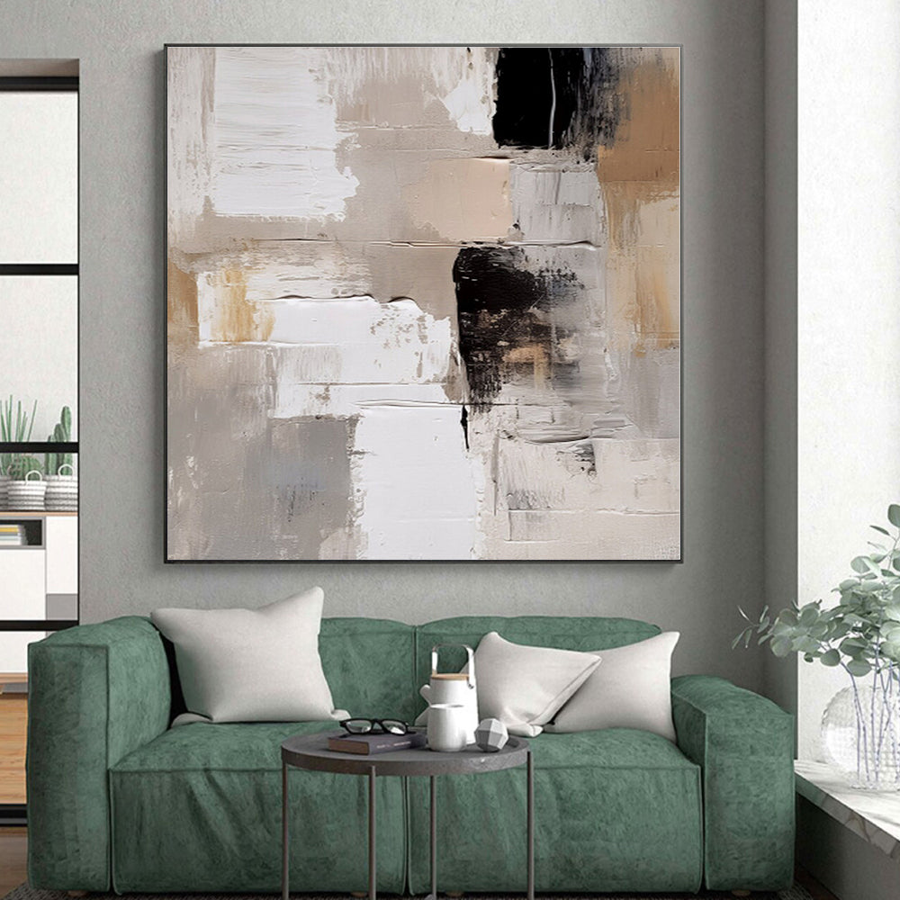 “Neutral - Black Textured Abstraction” - Abstract Expressionist Art CT0442