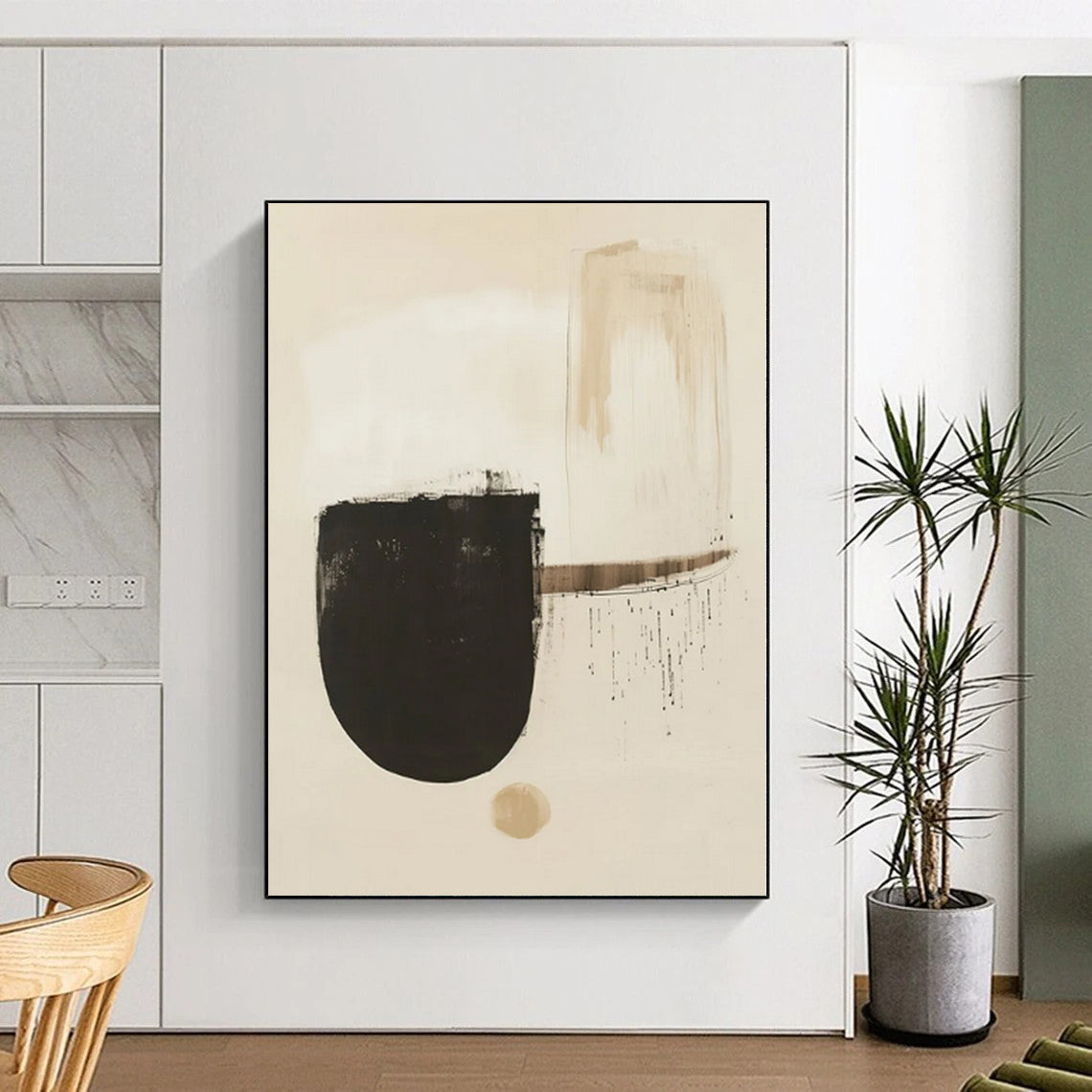 “Earthy Tones with Black Shapes” Abstract Acrylic Art CT0275