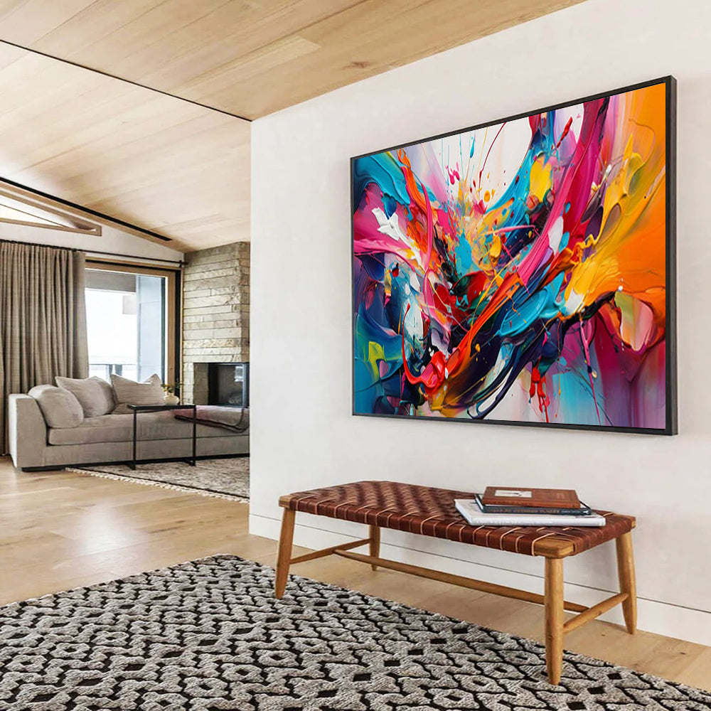 “Explosive Color Splashes in Rainbow Tones” - Dynamic Abstract Impasto Painting CT1812