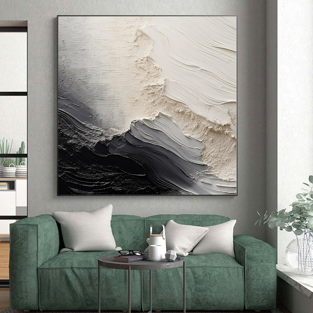 “Monochrome Waves” - Abstract Work with Black, White, Gray Textures CT0081