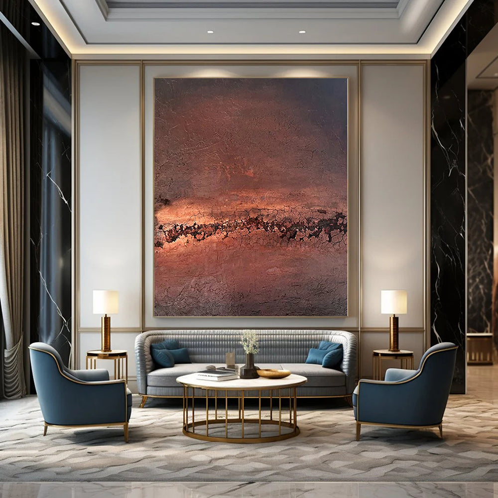 “Rusty Textured Abyss” - Abstract Art with Brown, Orange, Black CT0108
