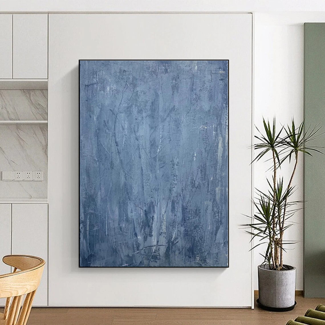“Blue Textured Abstraction” - Abstract Expressionist Art CT0459