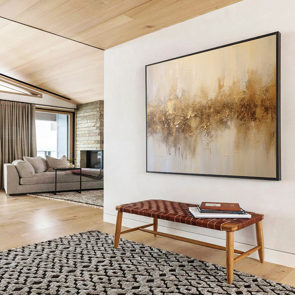 “Textured Gold Strip” - A horizontal strip of textured, metallic gold and brown hues on a light beige background CT1538