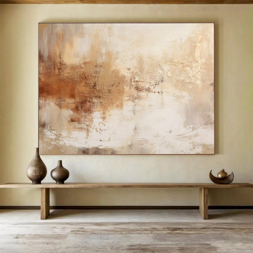 “Beige - Brown Textured Harmony” – Abstract Acrylic Painting CT1723