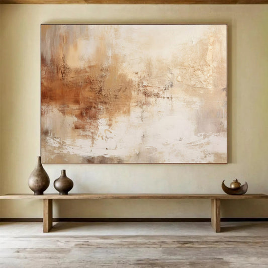 “Beige - Brown Textured Harmony” – Abstract Acrylic Painting CT1723