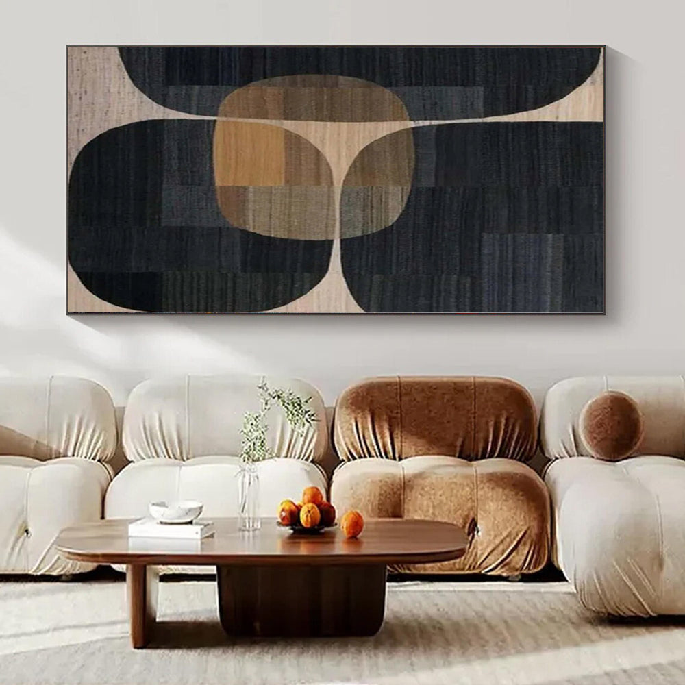 “Black - Brown - Beige Geometric” Acrylic Painting CT0162