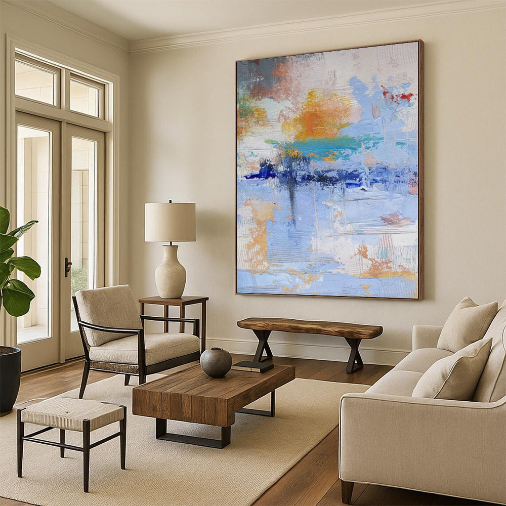 “Blue - Orange Abstract Impressions” Expressionistic Acrylic Art CT0224