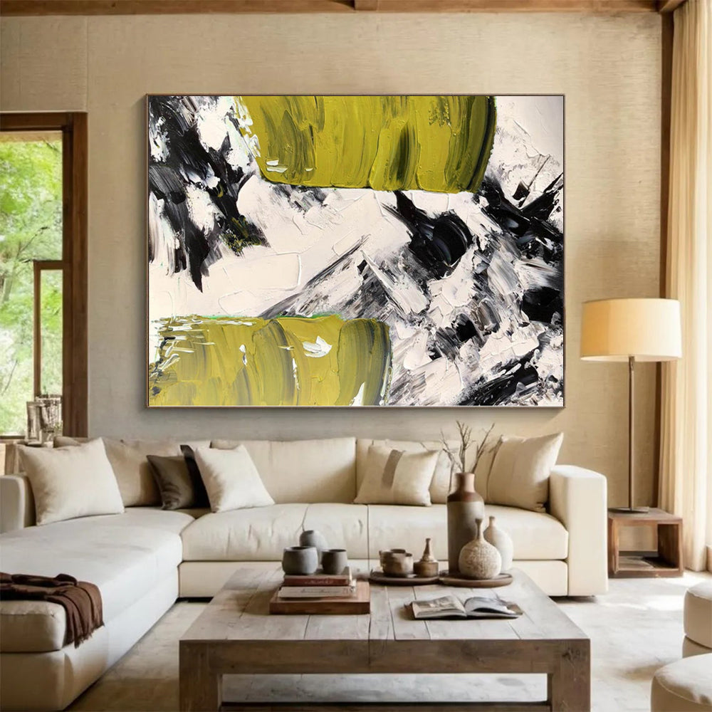 “Bold Green - Black Abstract Textures” Abstract Acrylic Art CT0305