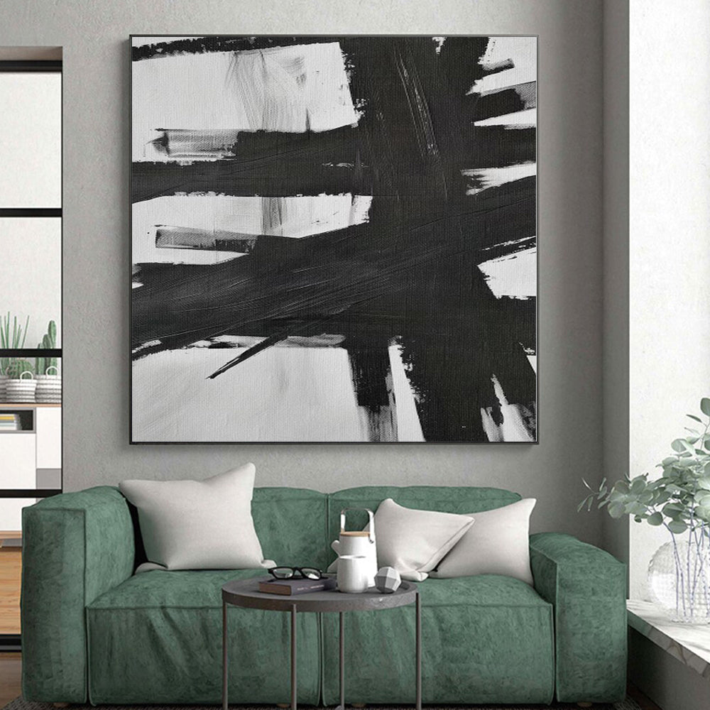 “Black - White Bold Strokes” Abstract Acrylic Art CT0266