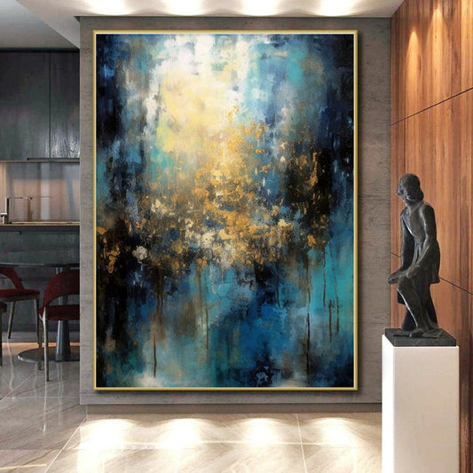 “Blue - Gold Abstract Light” - Abstract Landscape Art CT0451