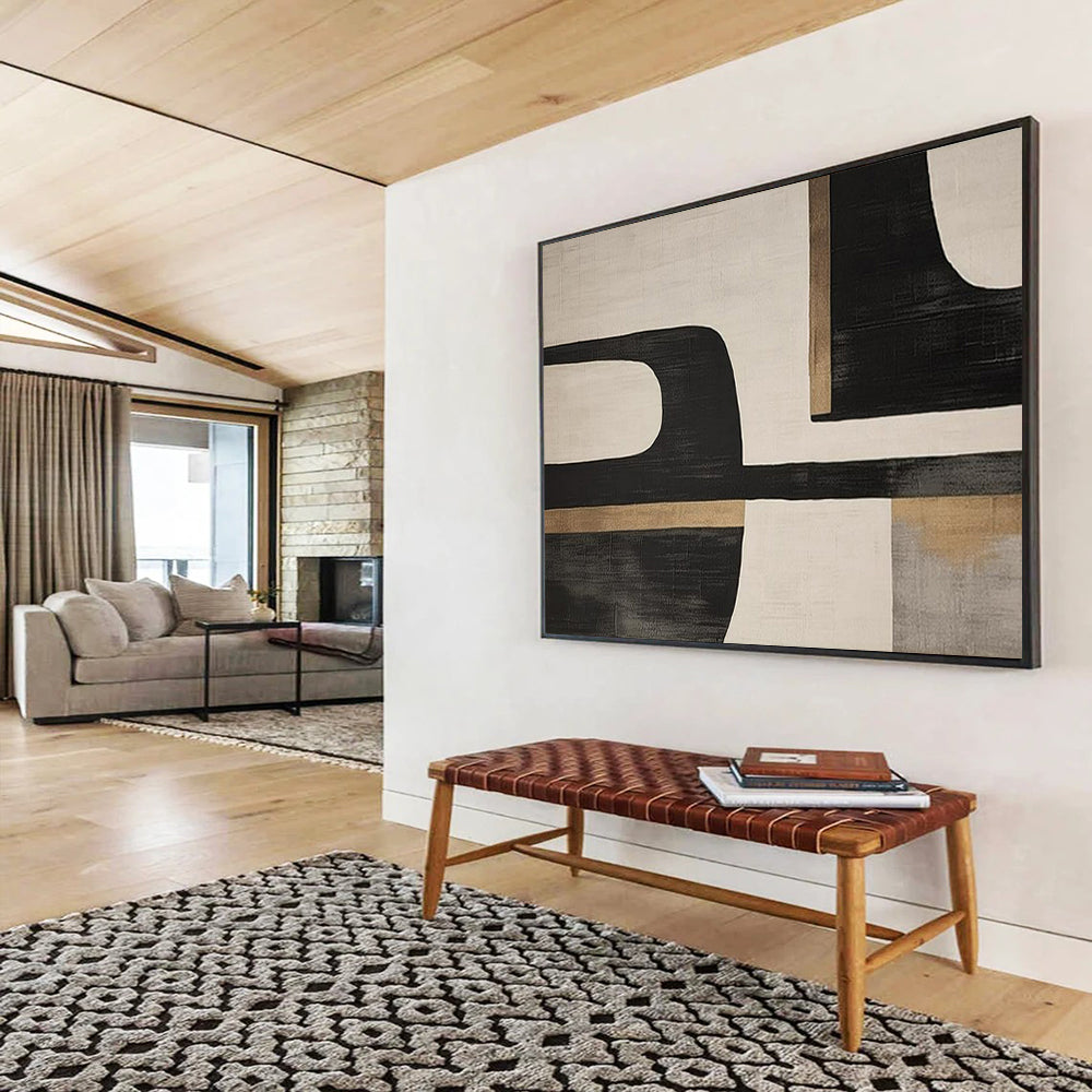 “Mid - Century Geometric Balance” – Abstract Acrylic Painting CT1734