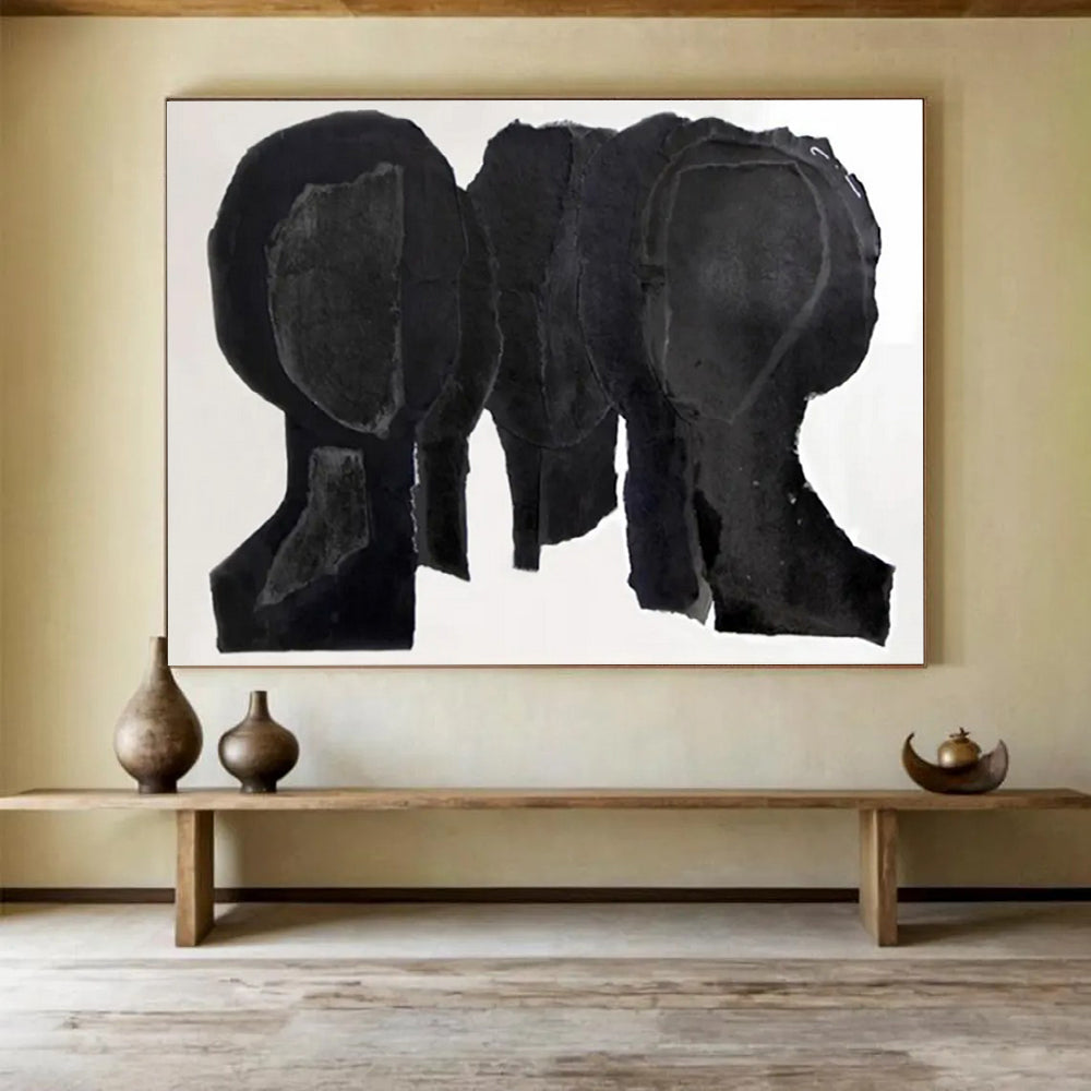 “Black Silhouette Collage” – Abstract Mixed - Media Collage CT1780