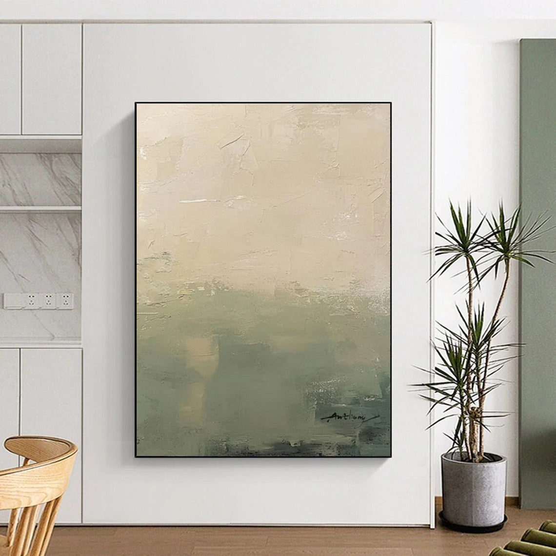“Light Brown - Green Gradient Texture”,Abstract Textured Style CT0657