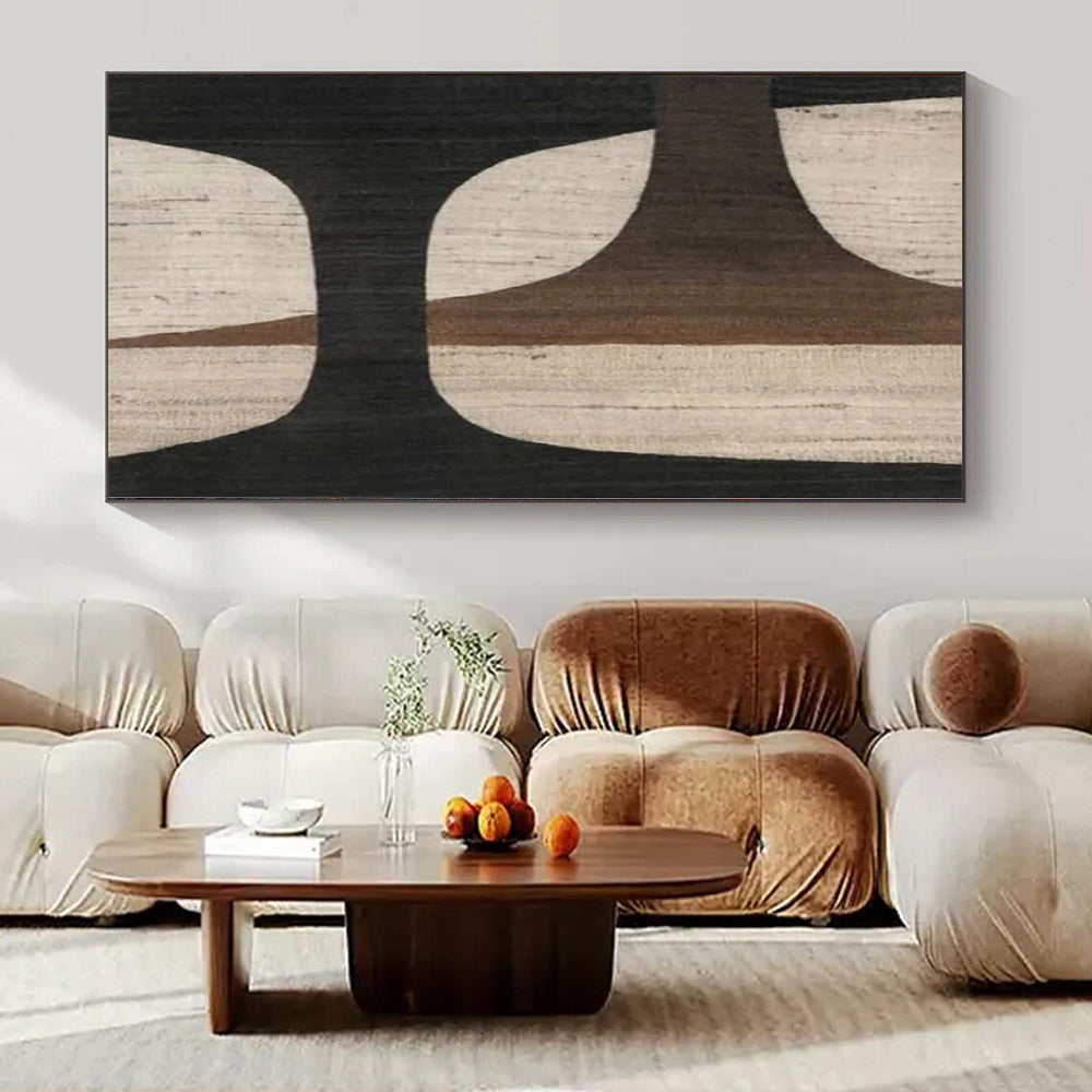 “Beige - Brown - Black Geometric” Acrylic Painting CT0155