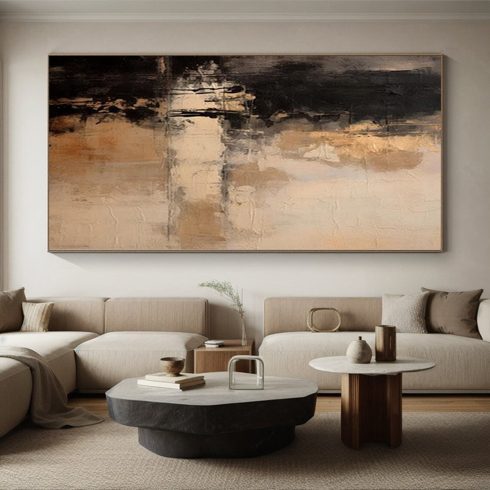 “Black - Brown - Beige Textured Abstraction” Abstract Acrylic Art CT0252