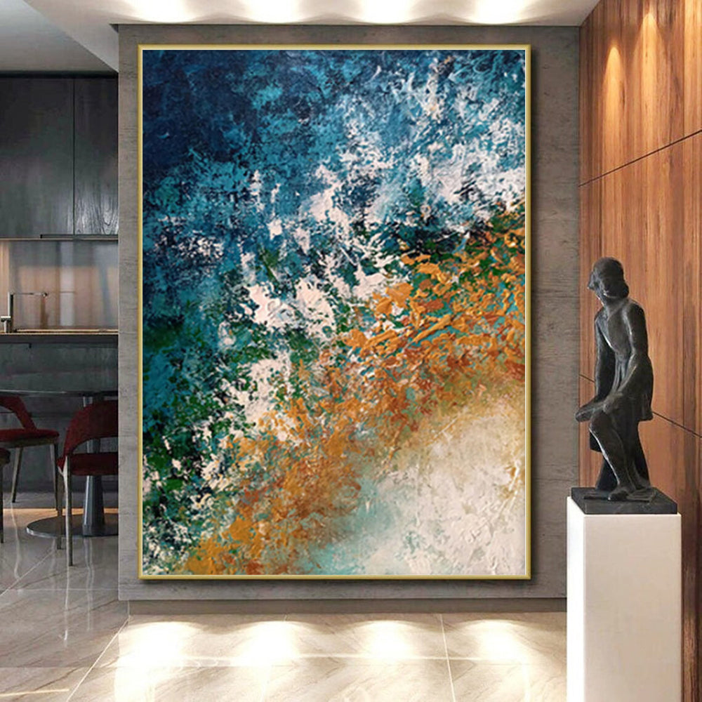 “Pastel Fusion” - Abstract Painting with Light Blue, Coral, Orange, Purple Mix CT0010