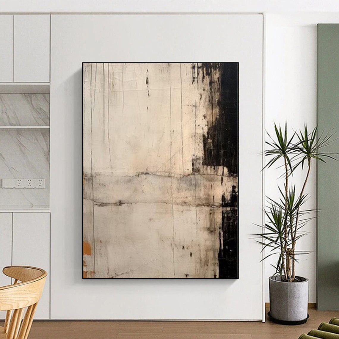 “Black - White - Gray Textured Abstraction” Minimalist Acrylic Art CT0244