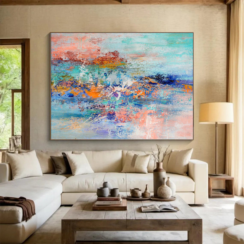 “Mixed Hues Symphony” - Abstract Piece with Turquoise, Blue, Orange, Purple, Coral Blend CT0013