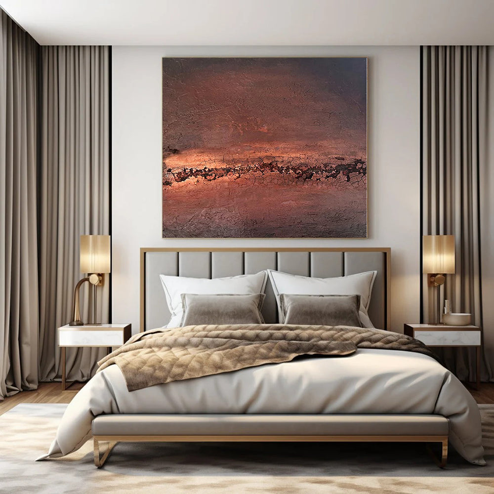“Rusty Textured Abyss” - Abstract Art with Brown, Orange, Black CT0108