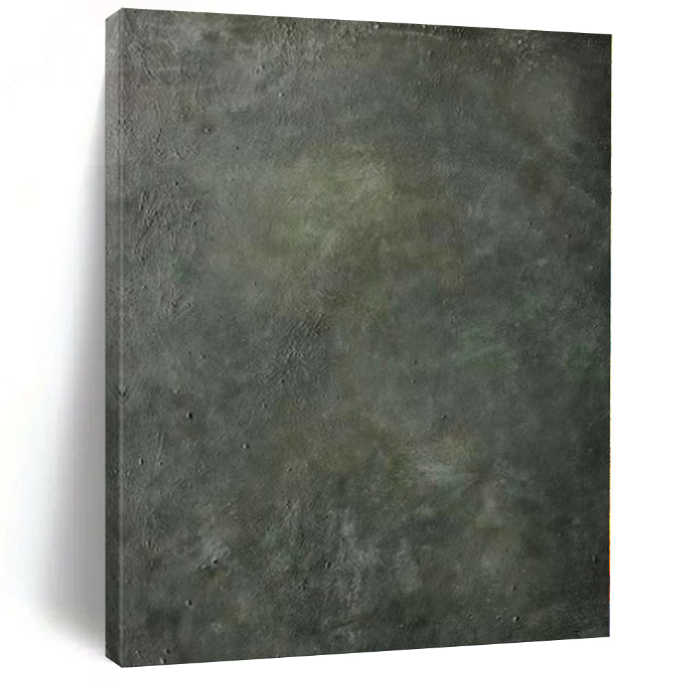 “Dark Green - Gray Textured Cave Depths” Mixed - Media Art CT0143