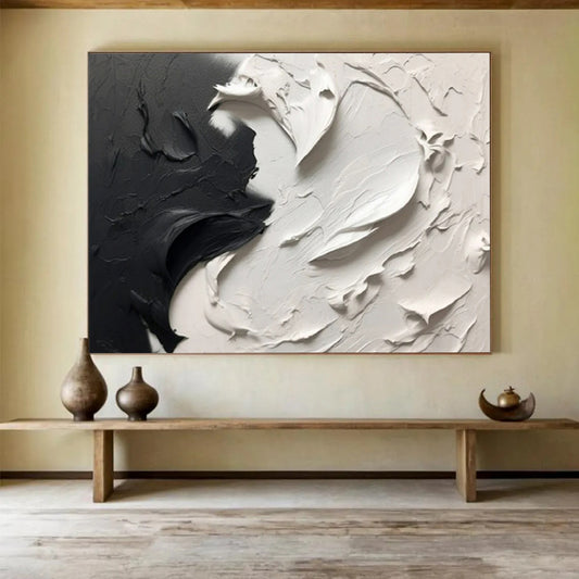“Textured Monochrome Drama” – Abstract Acrylic Painting CT1729
