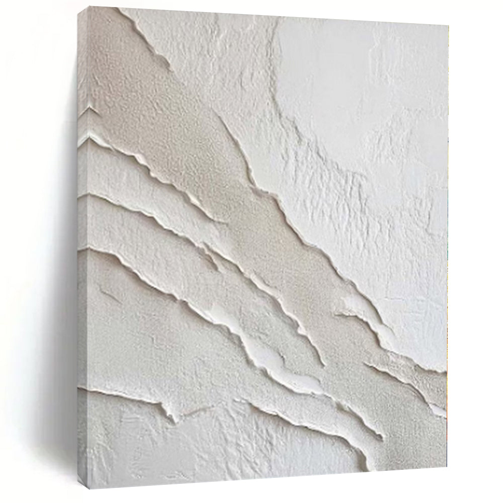 “White and Beige Textured Streaks” Plaster - Effect Acrylic Art CT0172