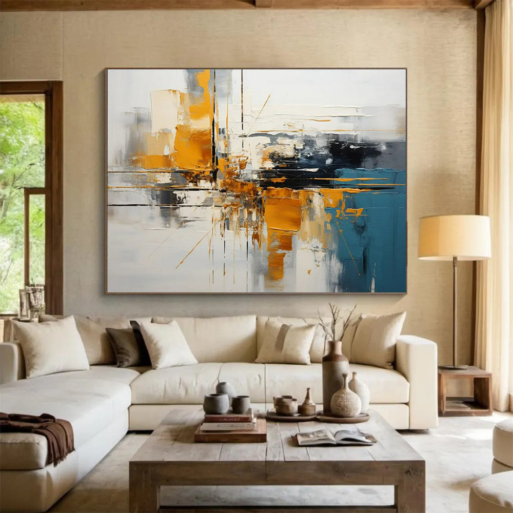 “Urban Geometry in Color” – Abstract Cityscape Acrylic Painting CT1753