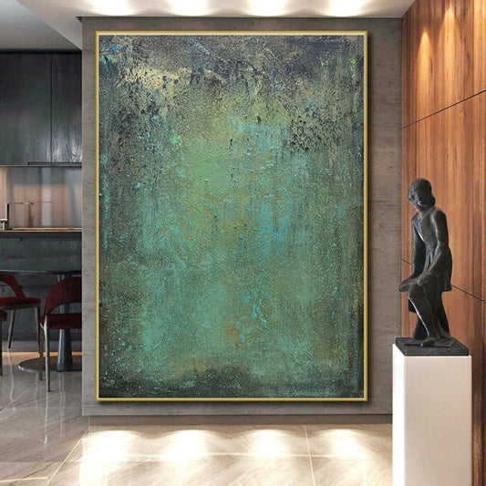 “Teal - Green Textured Patina”,Abstract Textured Art CT0631