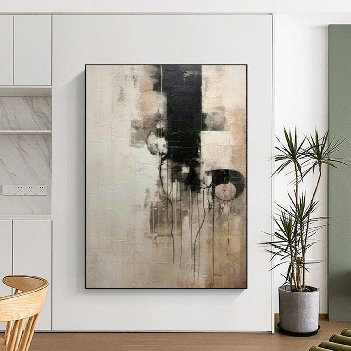 “Black - White - Gray Dripping Abstraction” Abstract Acrylic Art CT0251