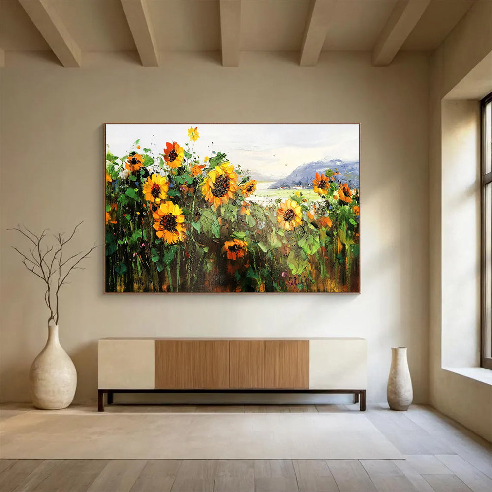 “Sunflower Field” – Impressionistic Landscape Oil Painting CT1760