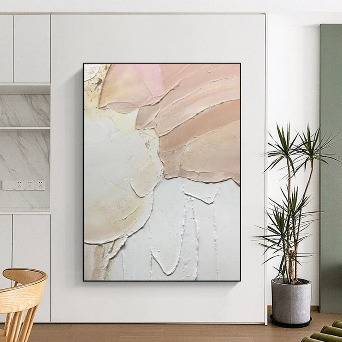 “Pink - White Textured Petals” - Abstract Textural Painting CT0409