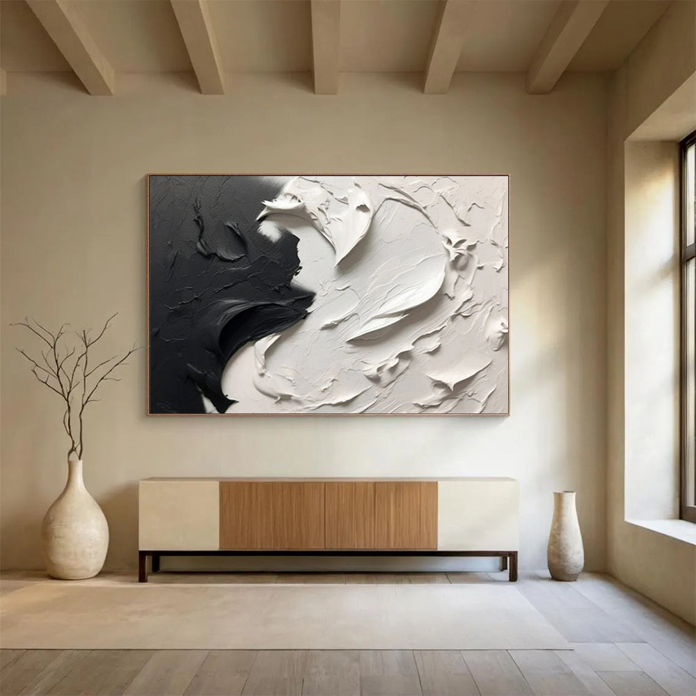 “Textured Monochrome Drama” – Abstract Acrylic Painting CT1729