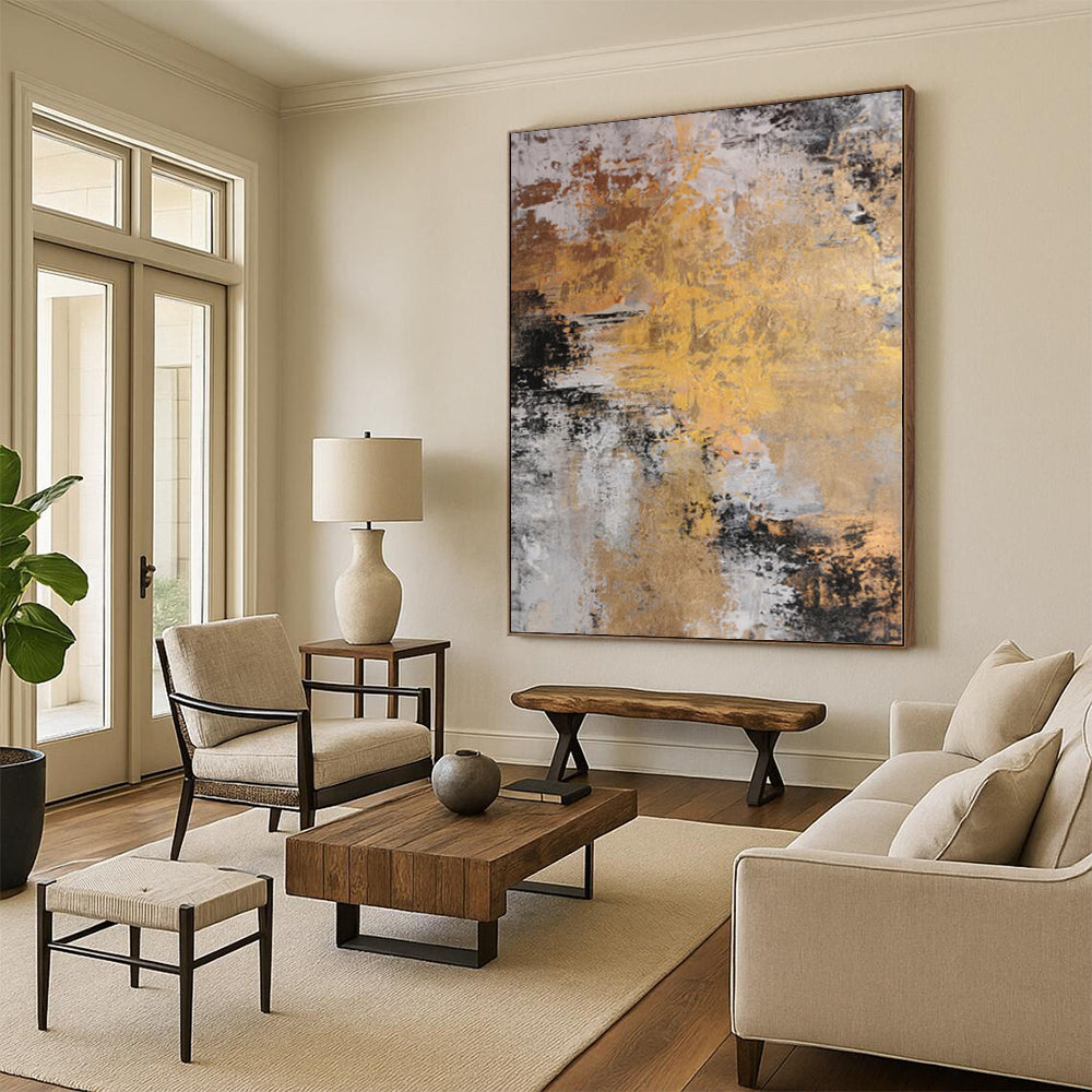 “Dynamic Earth Tones” - Abstract Work with Beige, Black, Brown, White Swirls CT0011