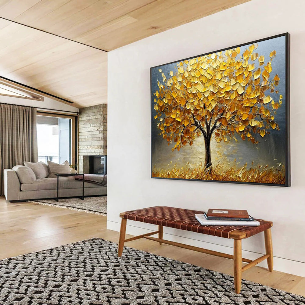 “Golden Autumn Tree” – Impasto Landscape Oil Painting CT1767
