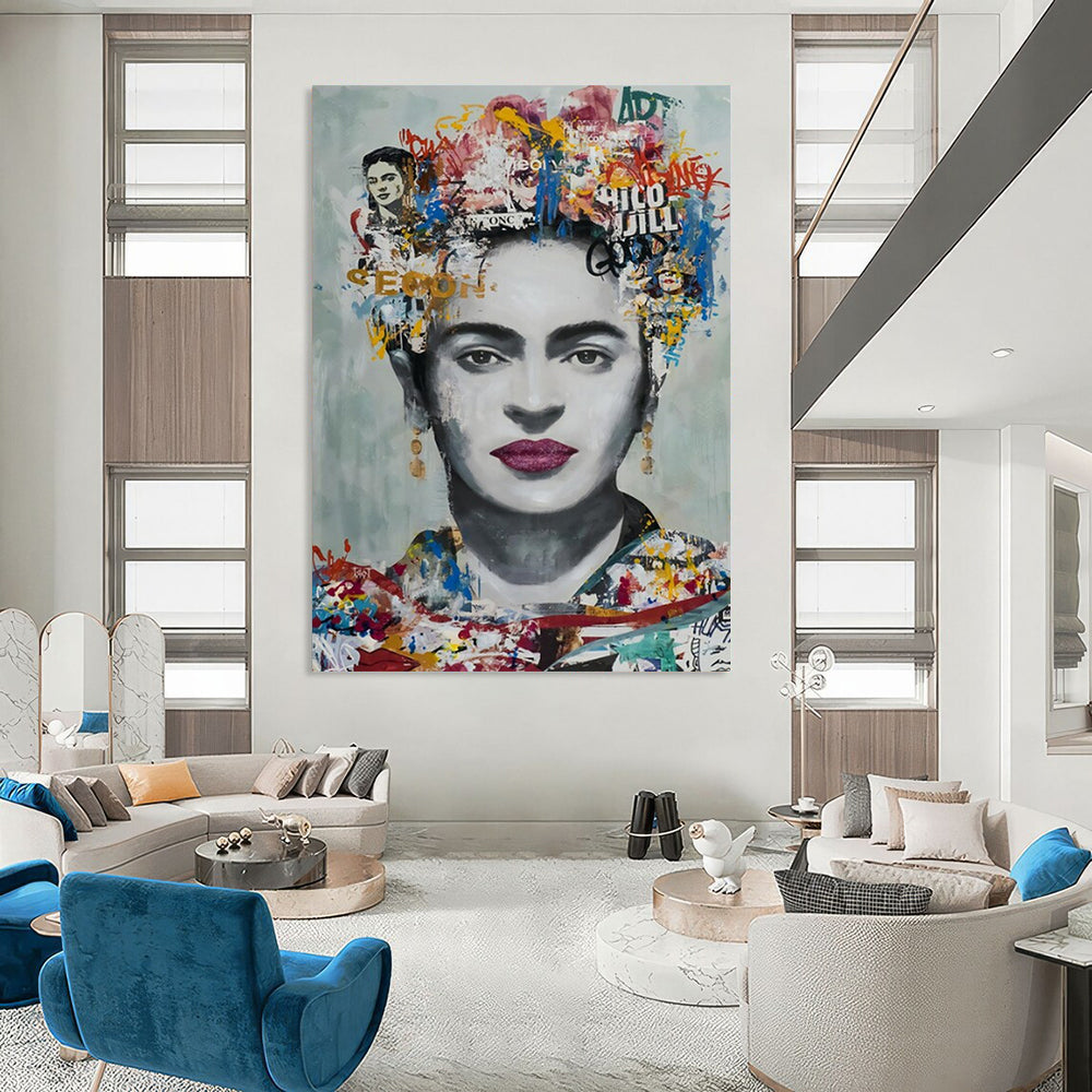 “Frida - Inspired Collage Portrait” - Colorful Collage Portrait Painting On Canvas CT2184