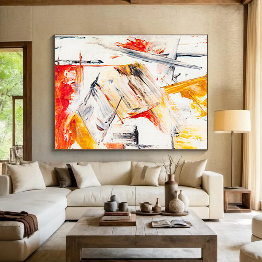 “Dynamic Color Clash” Abstract Action Painting On Canvas DKH400