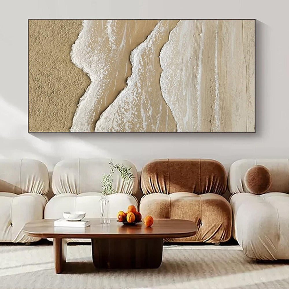 “Textured Sandy Shore Waves” – Impasto Seascape Painting CT1088