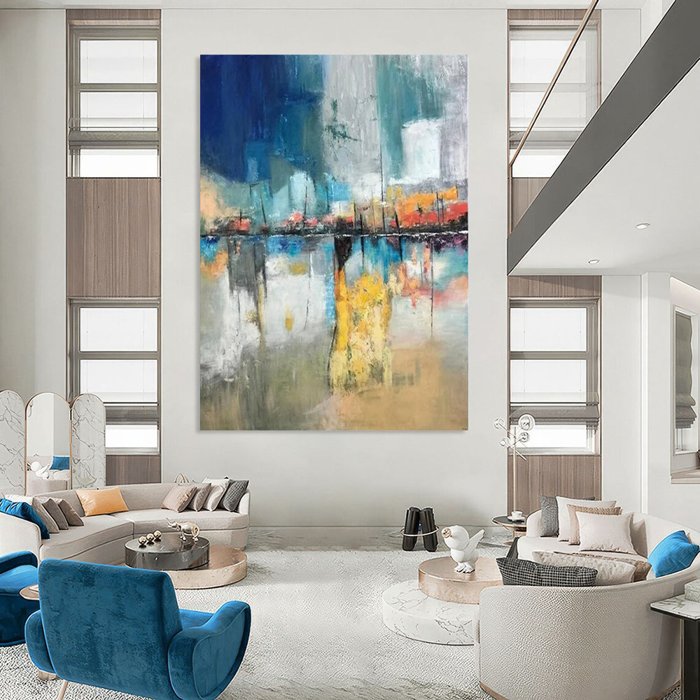 “Colorful Abstract Cityscape Reflection” - Abstract Painting On Canvas CT2331