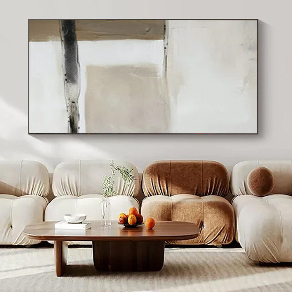 Beige & Black Minimalist Blocks - "Quiet Divides" - Abstract Minimalist Painting CT1477