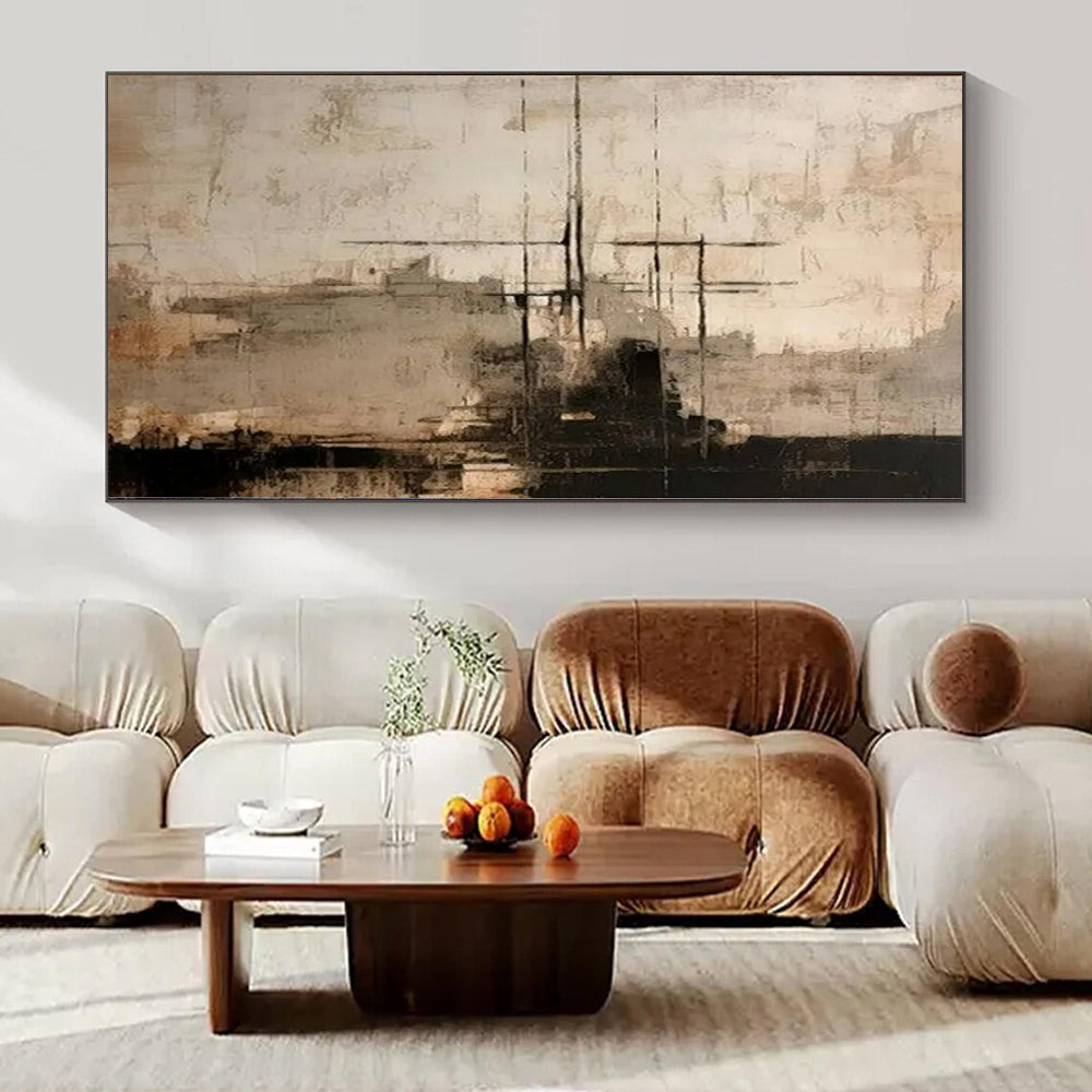 Brown and Gray Grid - Like Marks - Abstract Acrylic Art CT1215