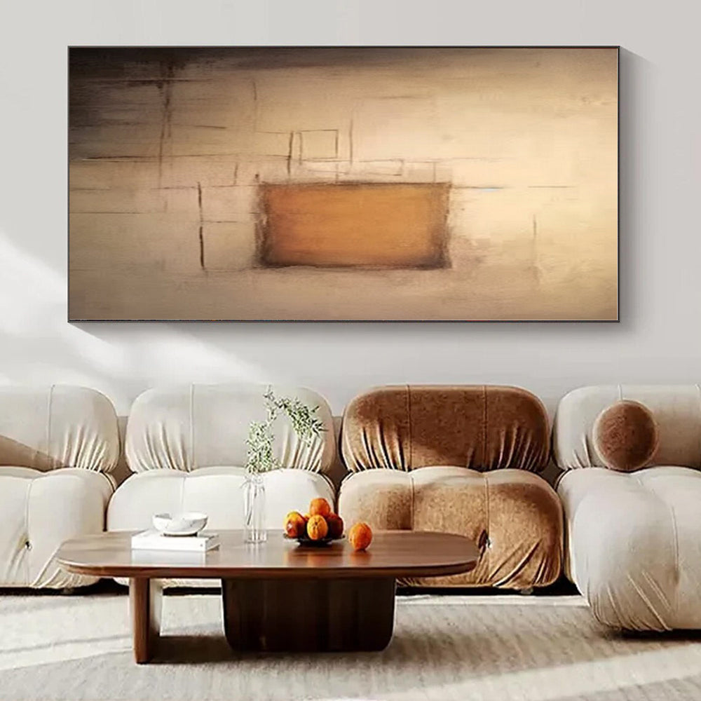 Beige, Brown & Grey Geometry - Abstract Geometric Oil On Canvas CT1300