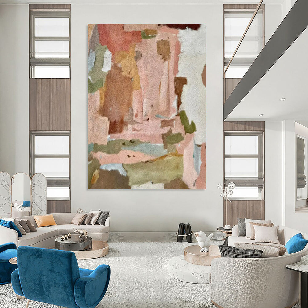 Pink & Earth - Tone Abstract Blocks - Minimalist Geometric Abstract Painting On Canvas CT2285