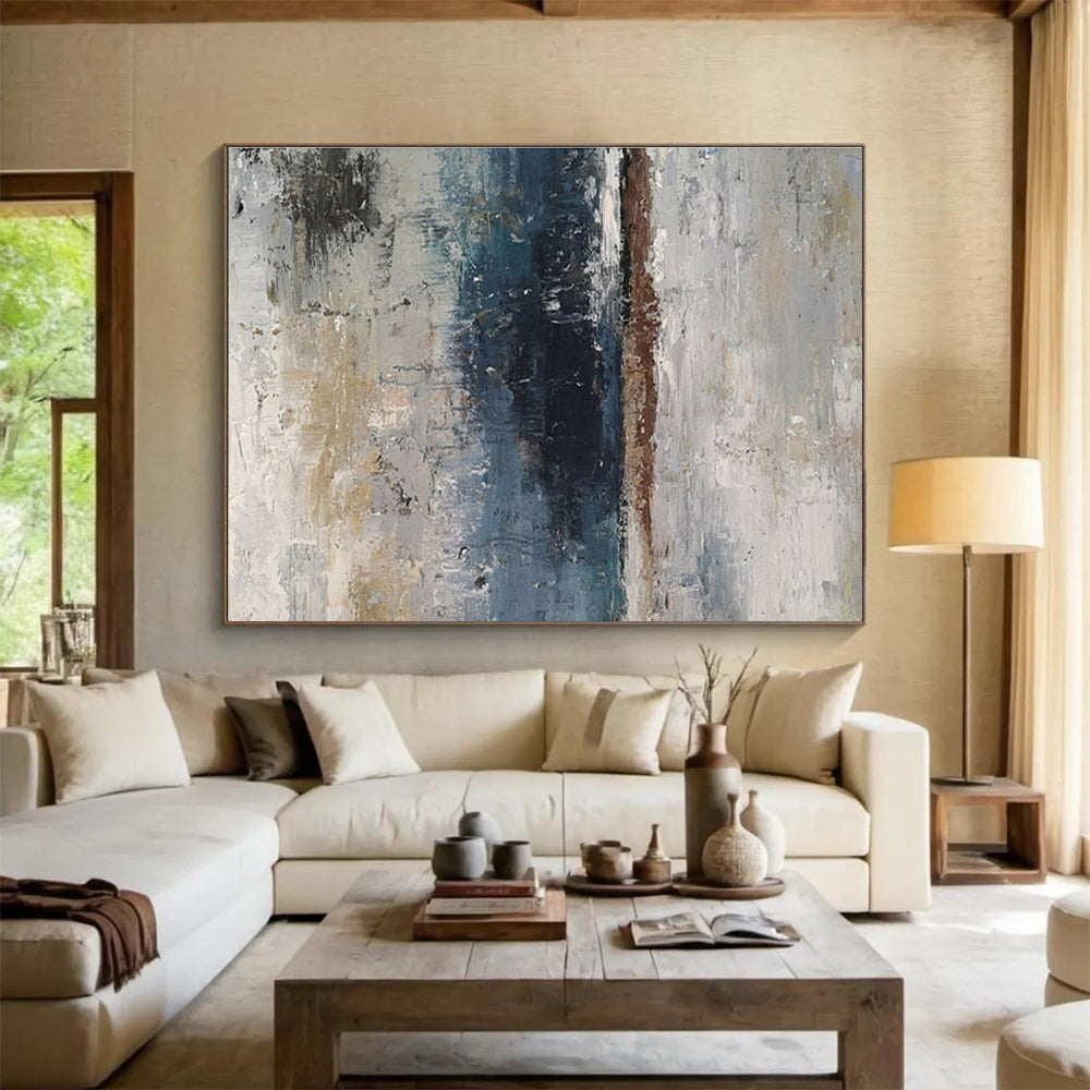 Muted Tones Textured Abstract Painting On Canvas DKH293