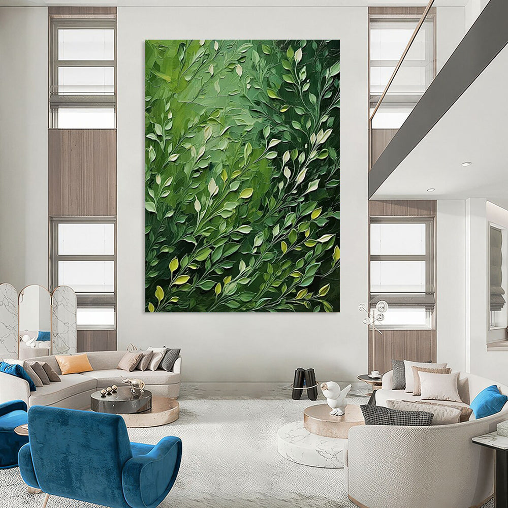 Green Leafy Impasto - Nature - Inspired Impasto Painting On Canvas CT2284