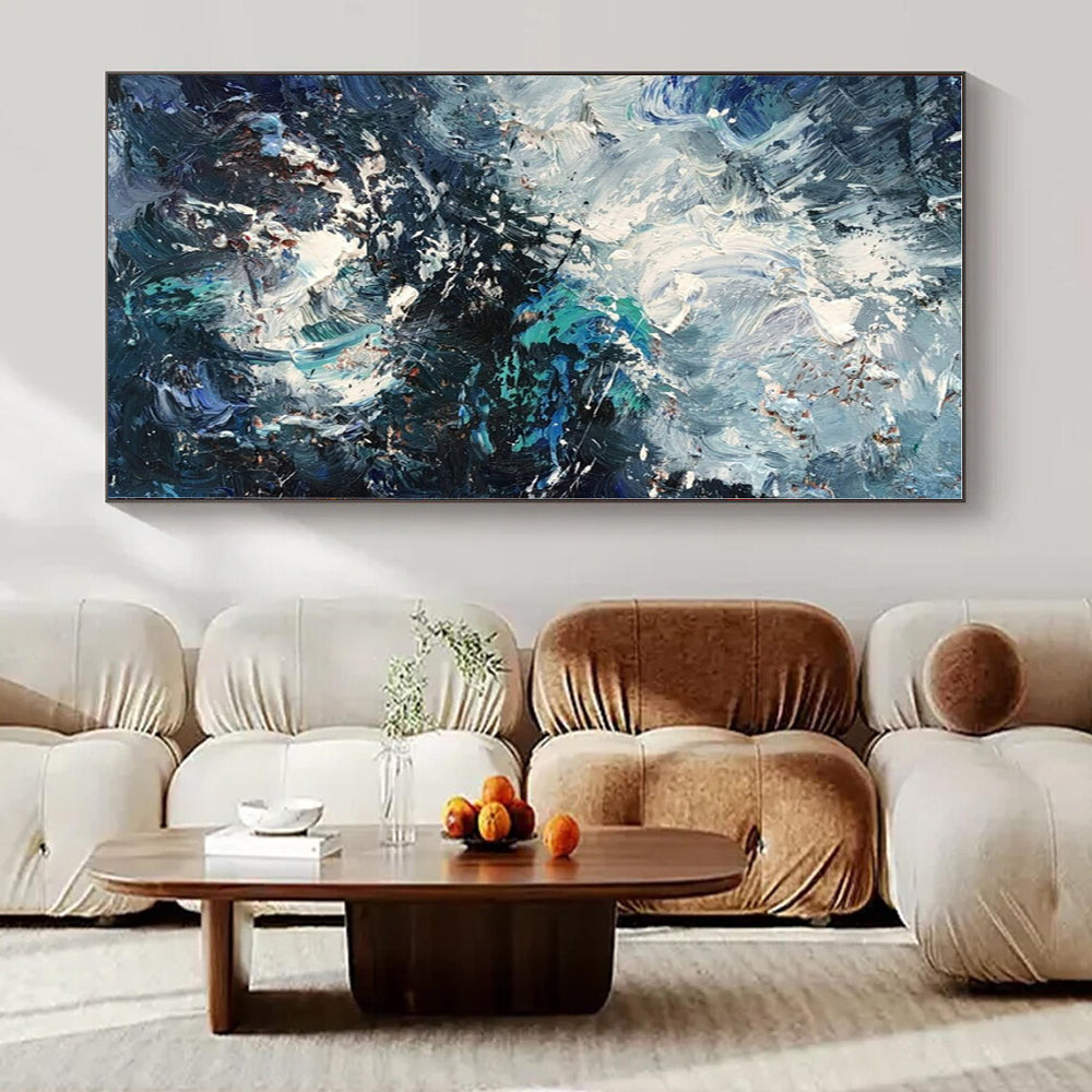 Dynamic Blue & White Textured Seascape - Impasto Seascape Acrylic On Canvas CT1352