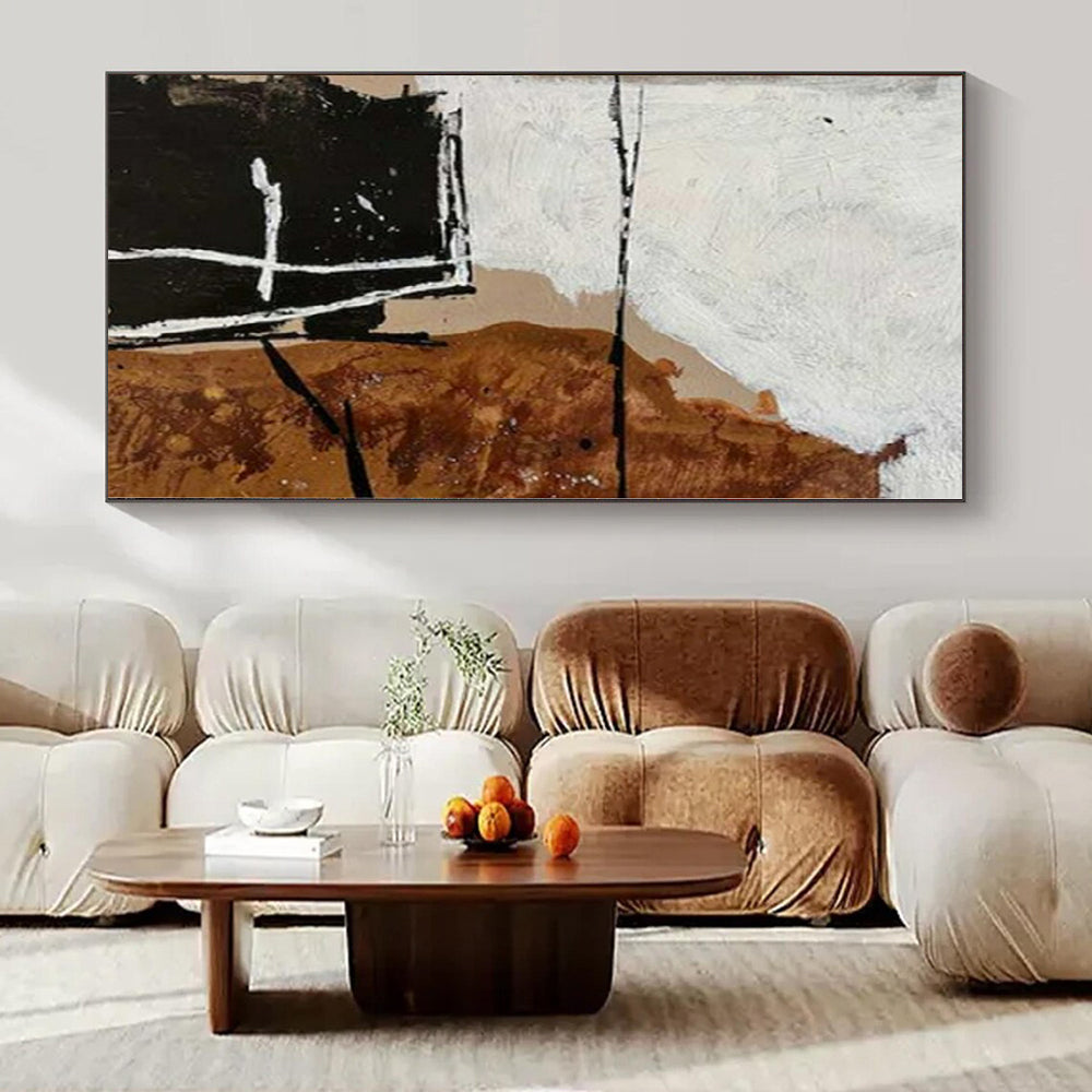 “Brown, Black, White Geometric Abstract” – Geometric Abstract Painting CT1126