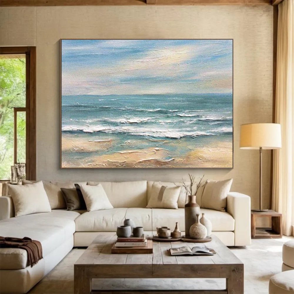 “Colorful Seaside View” Impressionist Seaside Painting On Canvas DKH530